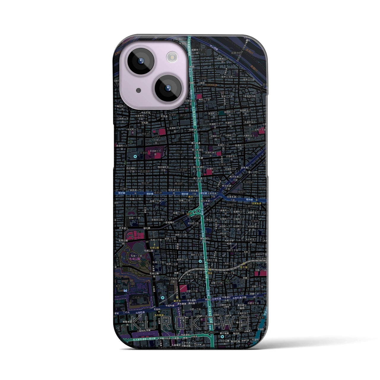 【黒川(愛知県)】地図柄iPhoneケース(バックカバータイプ)