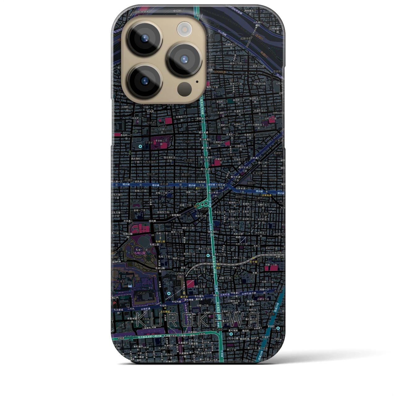 【黒川(愛知県)】地図柄iPhoneケース(バックカバータイプ)