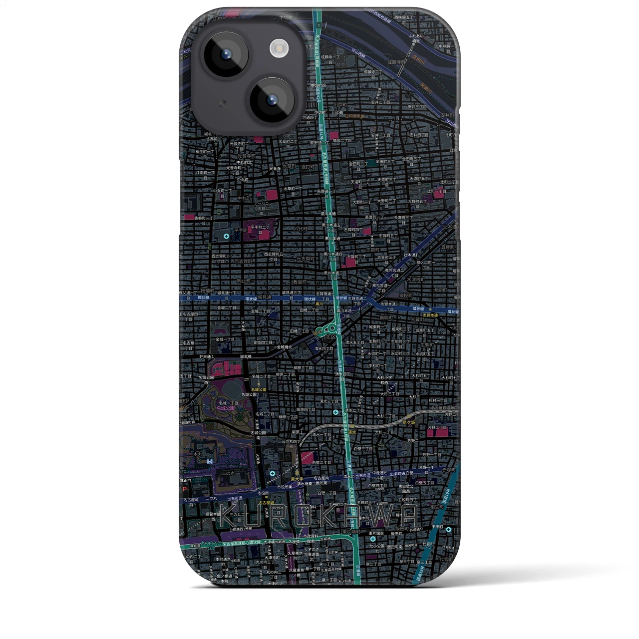 【黒川(愛知県)】地図柄iPhoneケース(バックカバータイプ)