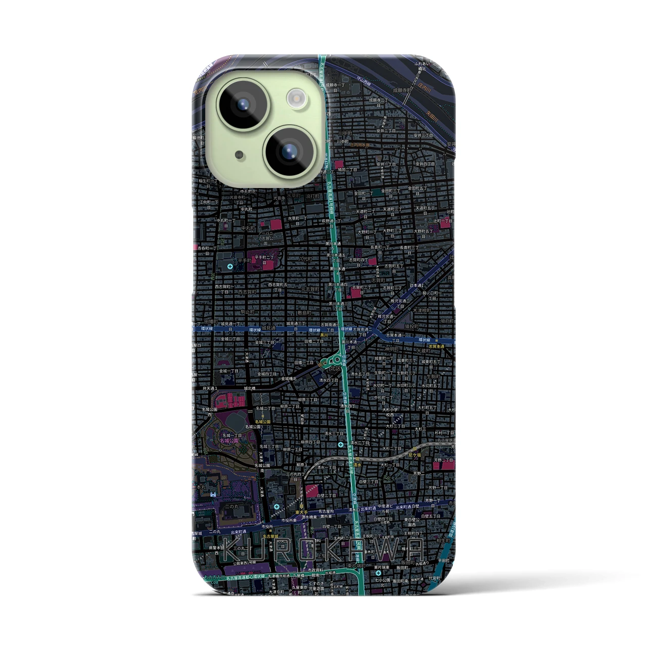 【黒川(愛知県)】地図柄iPhoneケース(バックカバータイプ)