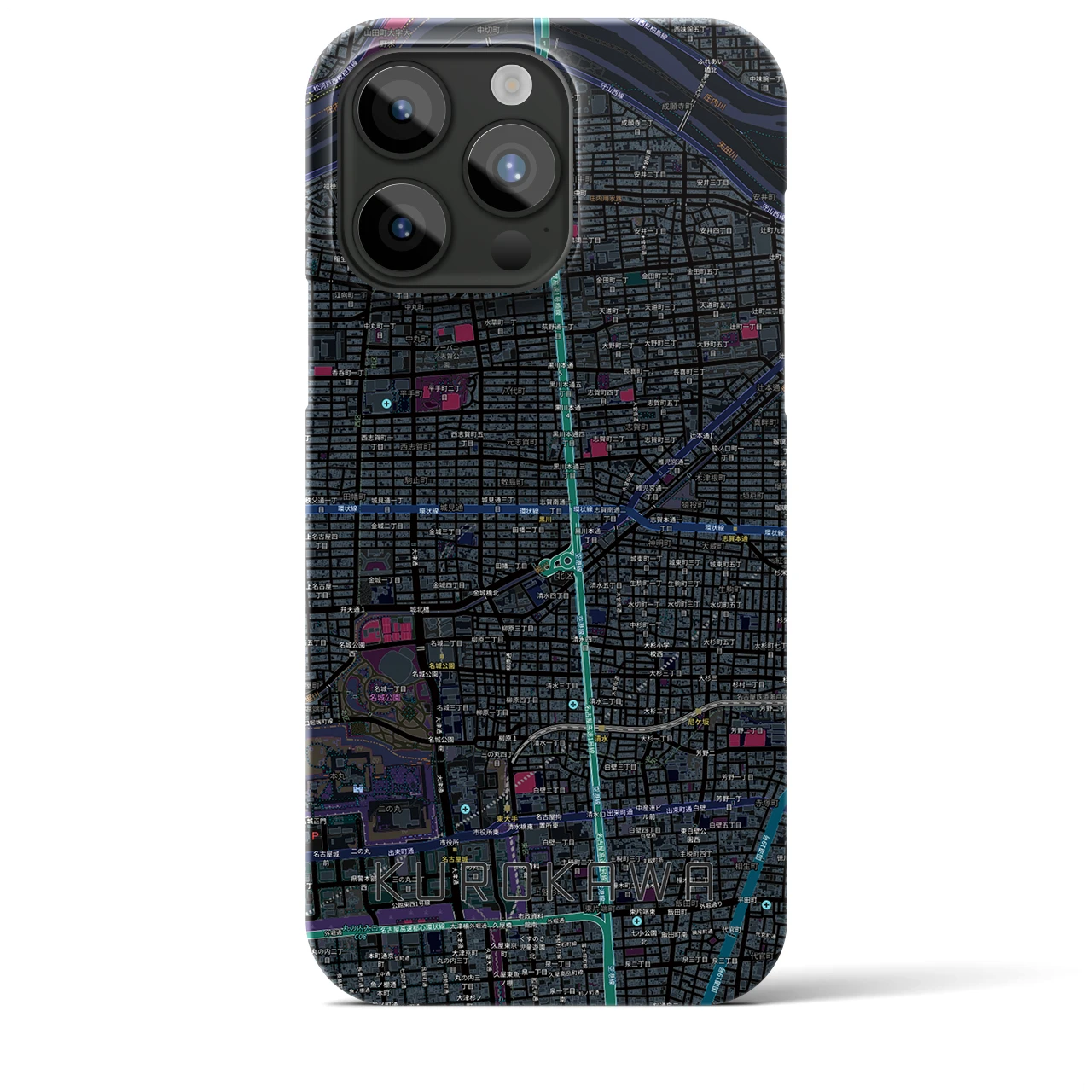 【黒川(愛知県)】地図柄iPhoneケース(バックカバータイプ)