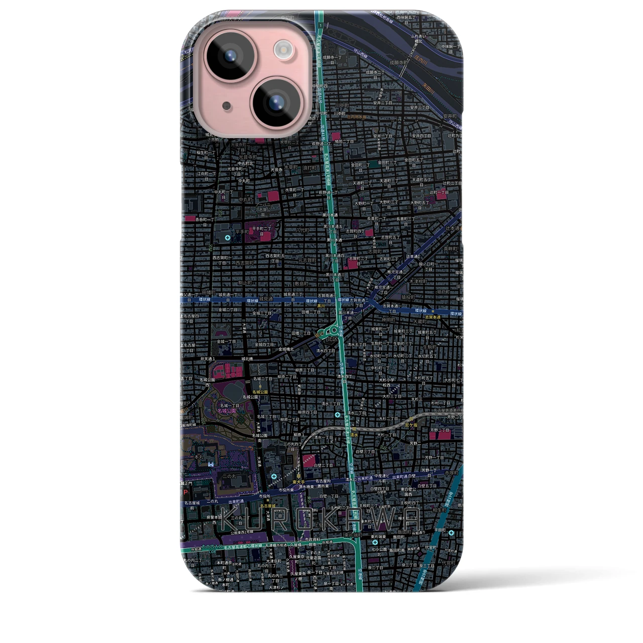 【黒川(愛知県)】地図柄iPhoneケース(バックカバータイプ)