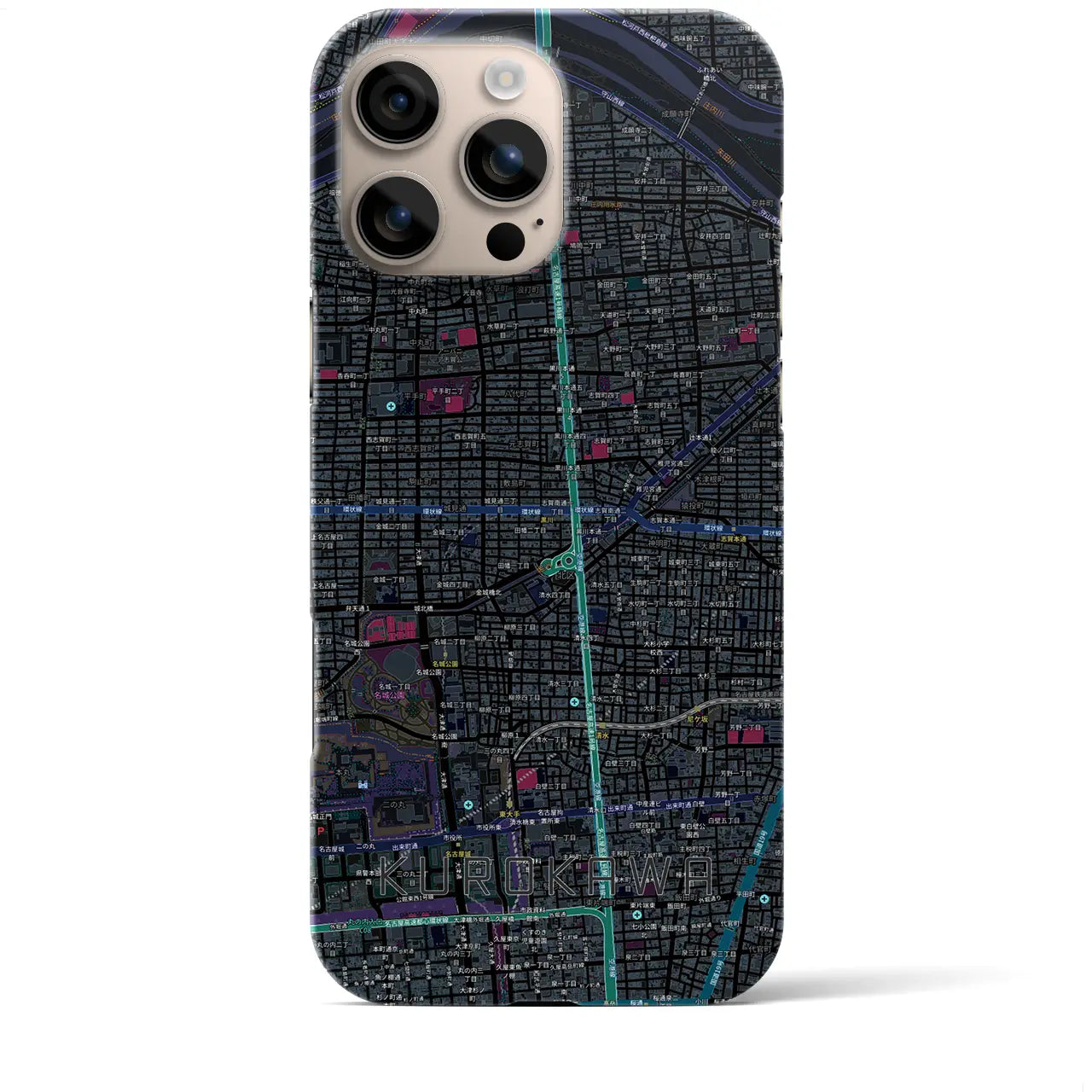 【黒川(愛知県)】地図柄iPhoneケース(バックカバータイプ)