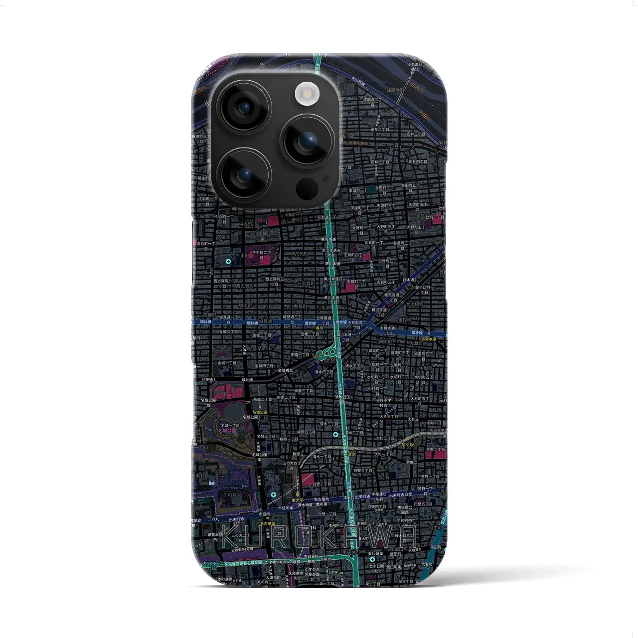 【黒川(愛知県)】地図柄iPhoneケース(バックカバータイプ)