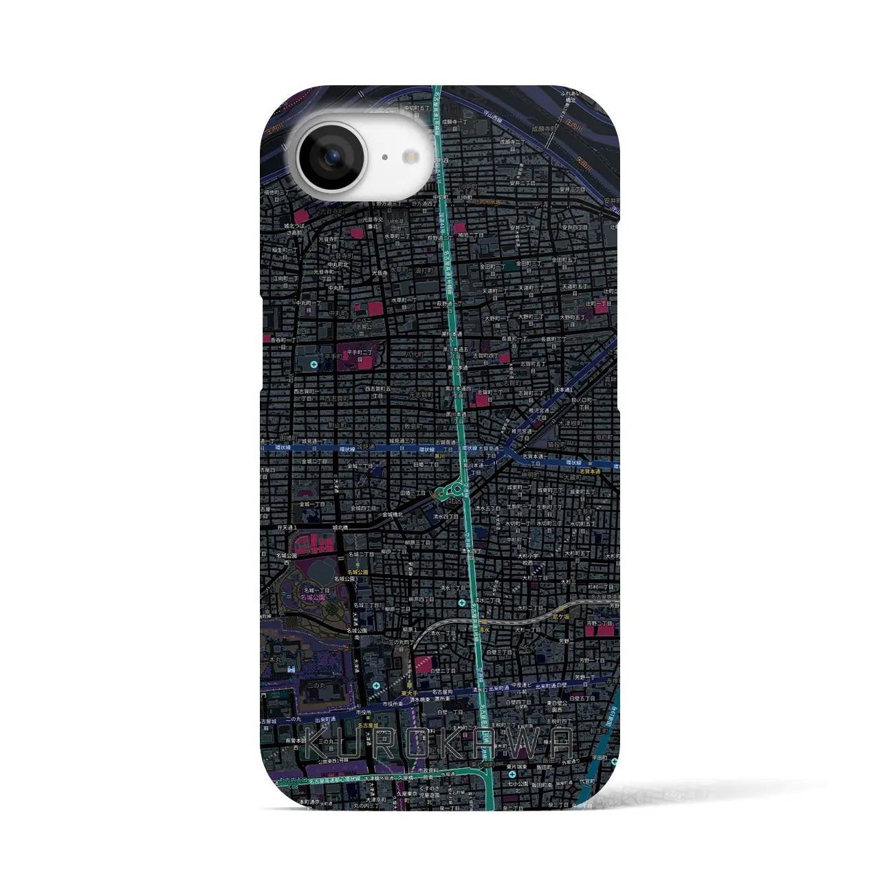 【黒川(愛知県)】地図柄iPhoneケース(バックカバータイプ)