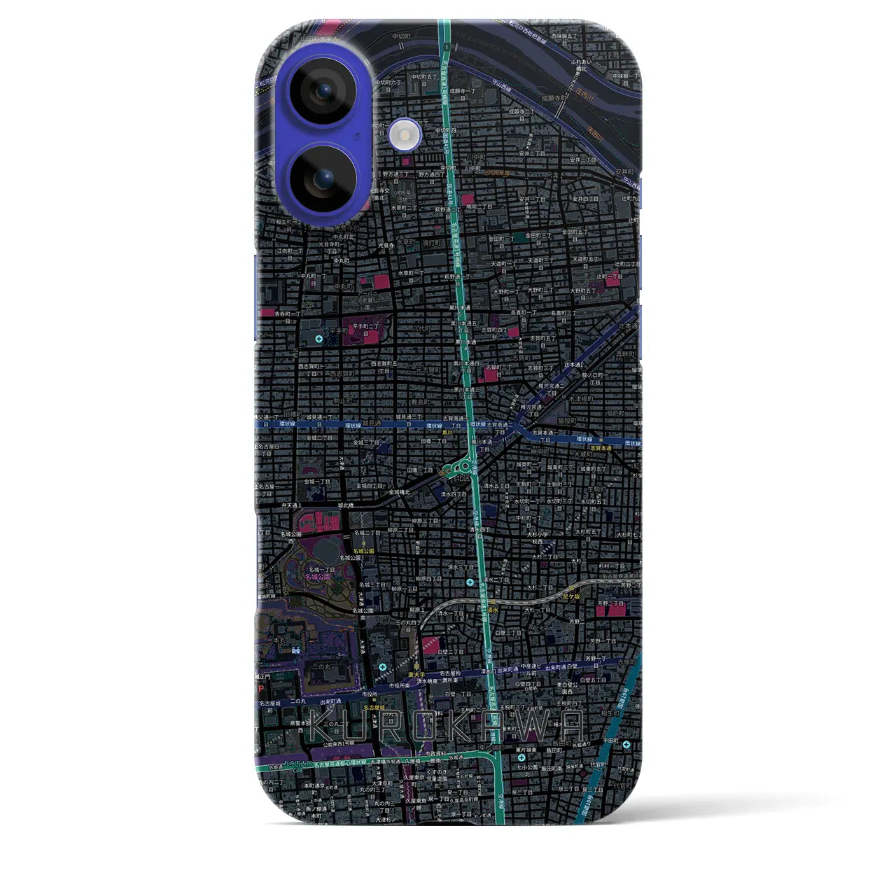 【黒川(愛知県)】地図柄iPhoneケース(バックカバータイプ)