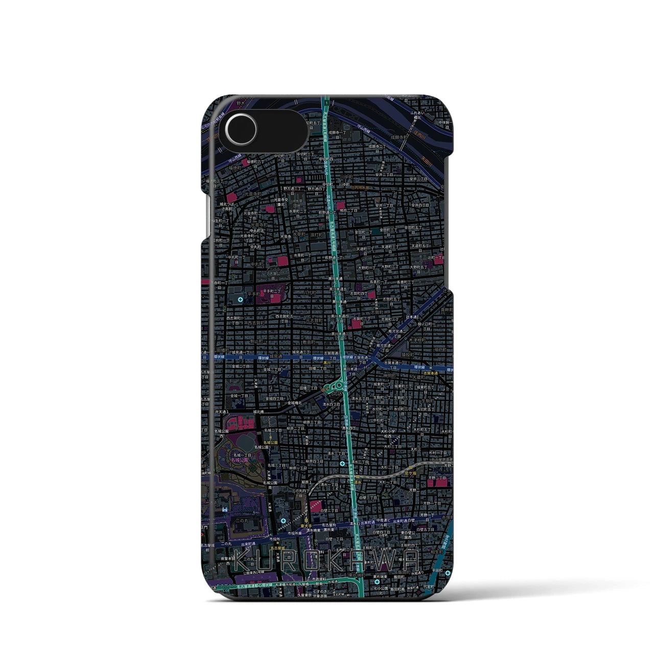 【黒川(愛知県)】地図柄iPhoneケース(バックカバータイプ)