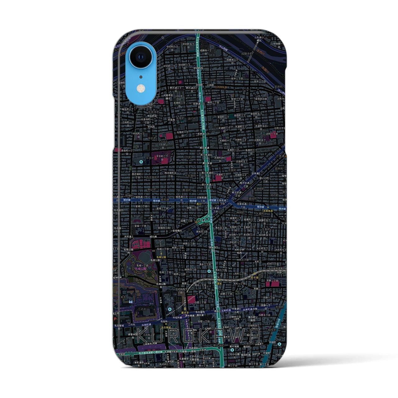 【黒川(愛知県)】地図柄iPhoneケース(バックカバータイプ)