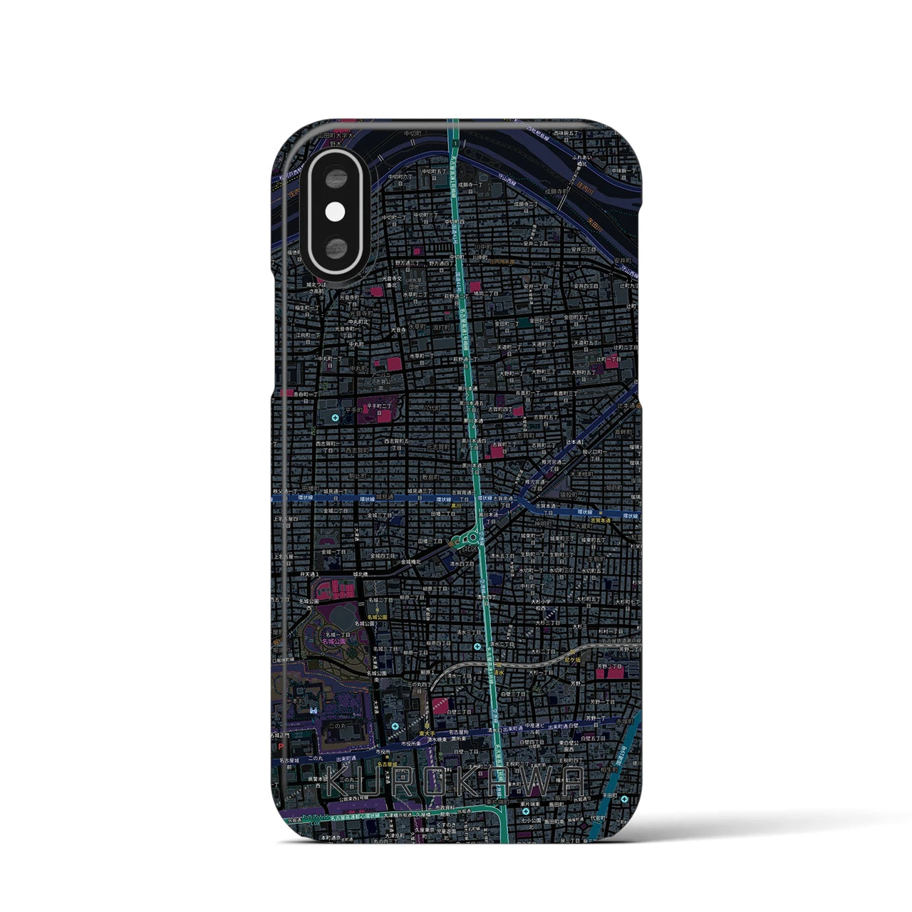 【黒川(愛知県)】地図柄iPhoneケース(バックカバータイプ)