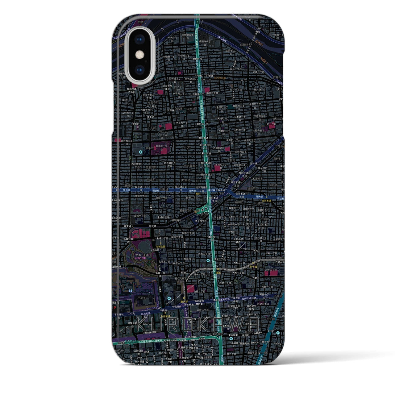 【黒川(愛知県)】地図柄iPhoneケース(バックカバータイプ)