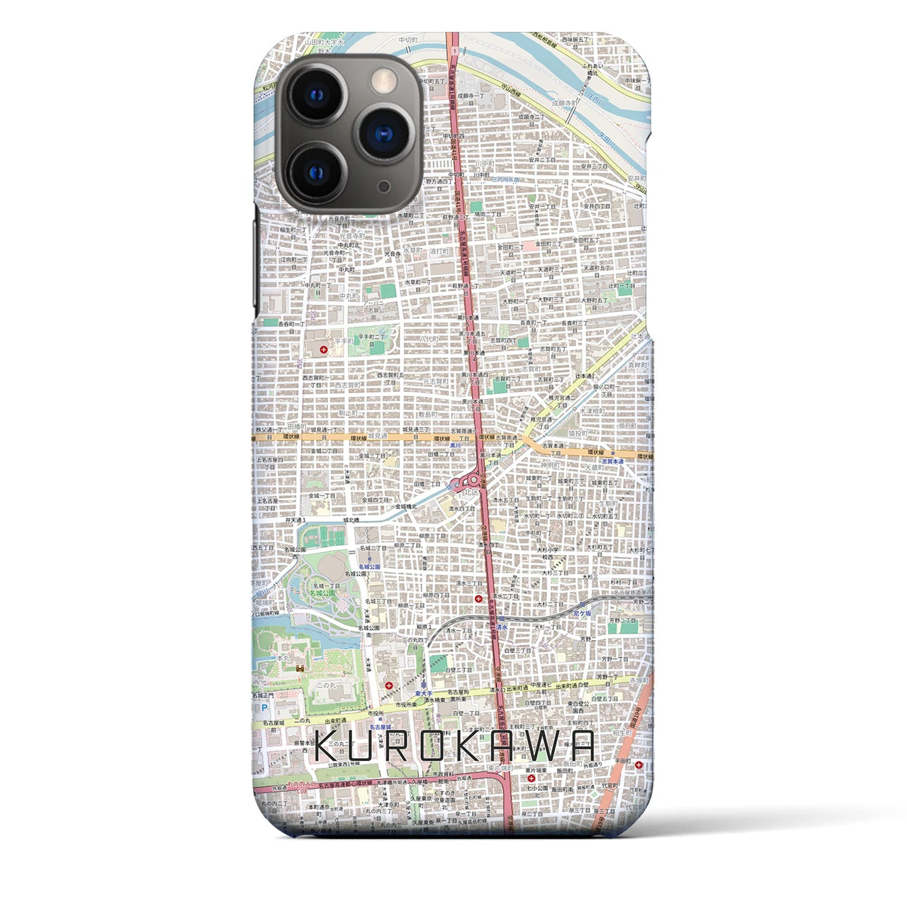 【黒川(愛知県)】地図柄iPhoneケース(バックカバータイプ)