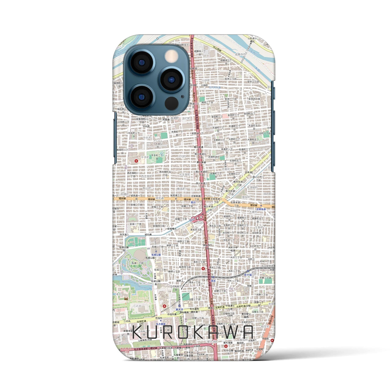 【黒川(愛知県)】地図柄iPhoneケース(バックカバータイプ)
