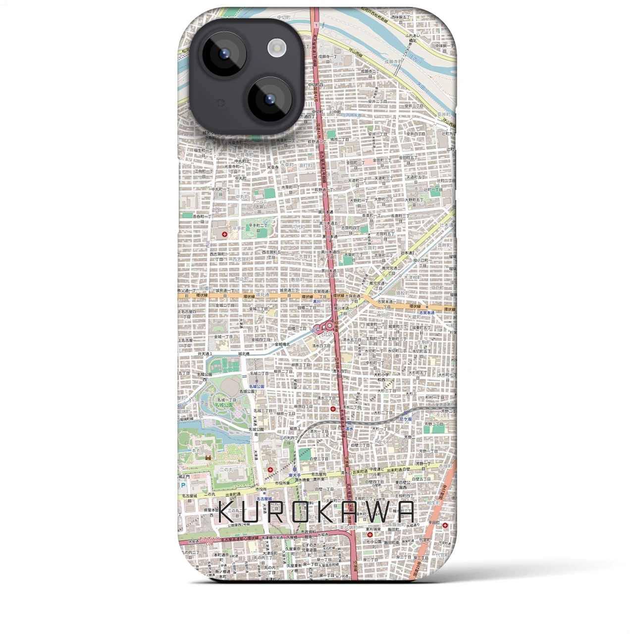 【黒川(愛知県)】地図柄iPhoneケース(バックカバータイプ)