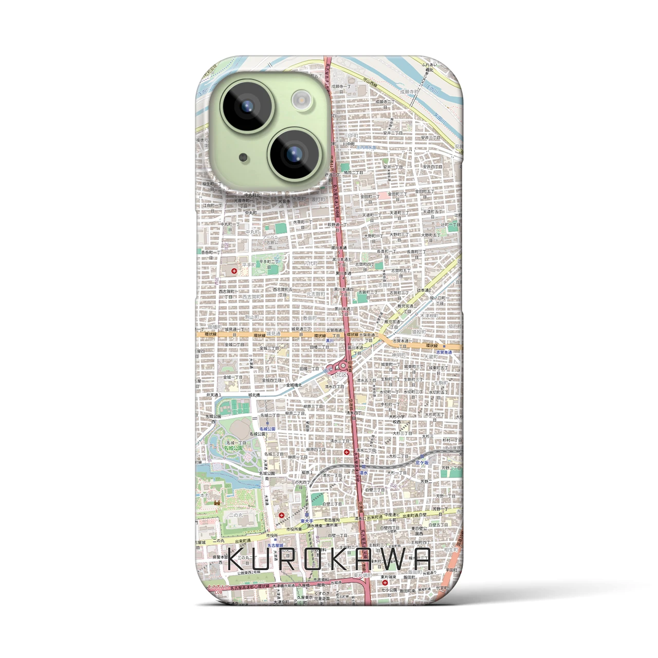 【黒川(愛知県)】地図柄iPhoneケース(バックカバータイプ)