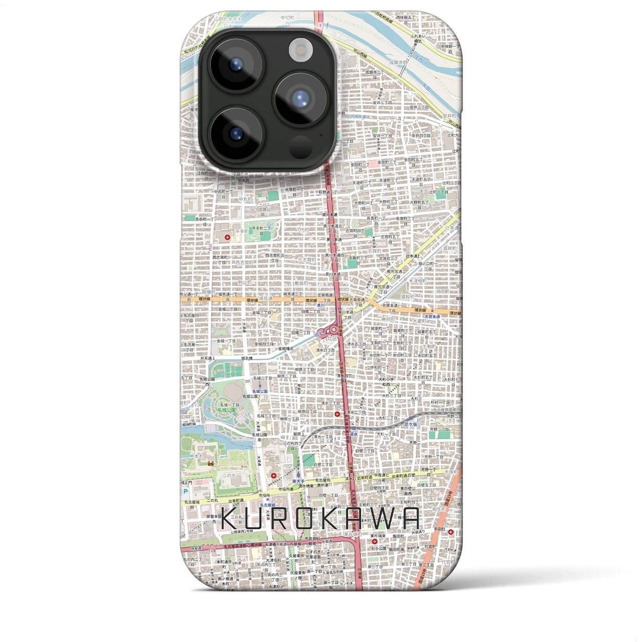 【黒川(愛知県)】地図柄iPhoneケース(バックカバータイプ)