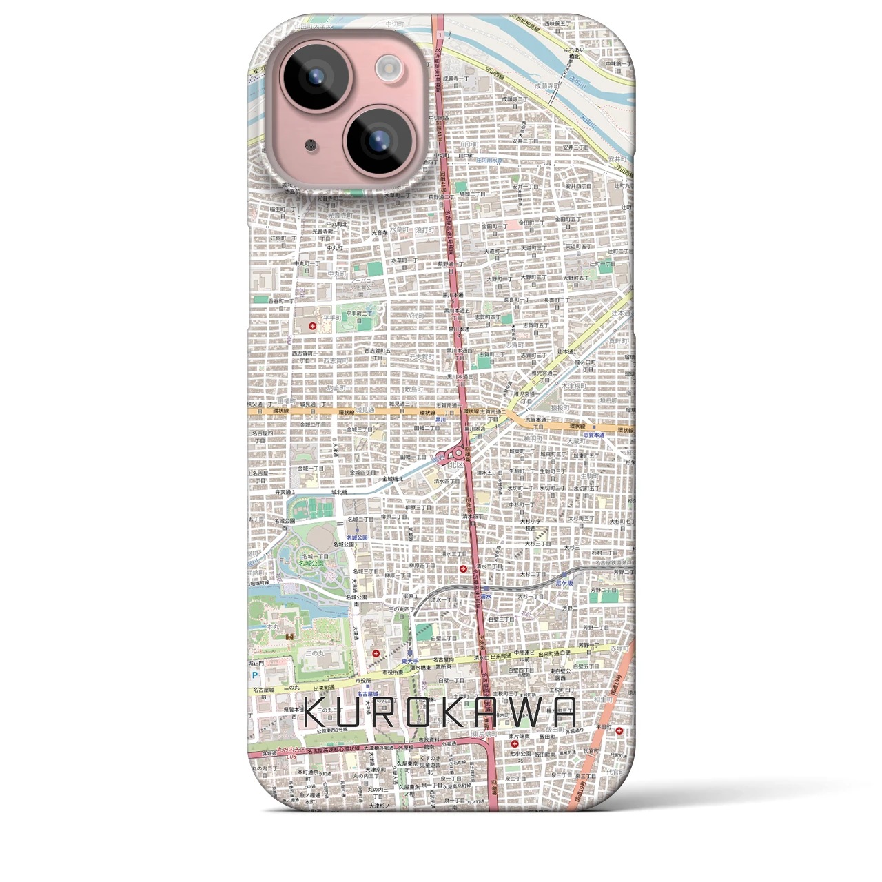 【黒川(愛知県)】地図柄iPhoneケース(バックカバータイプ)