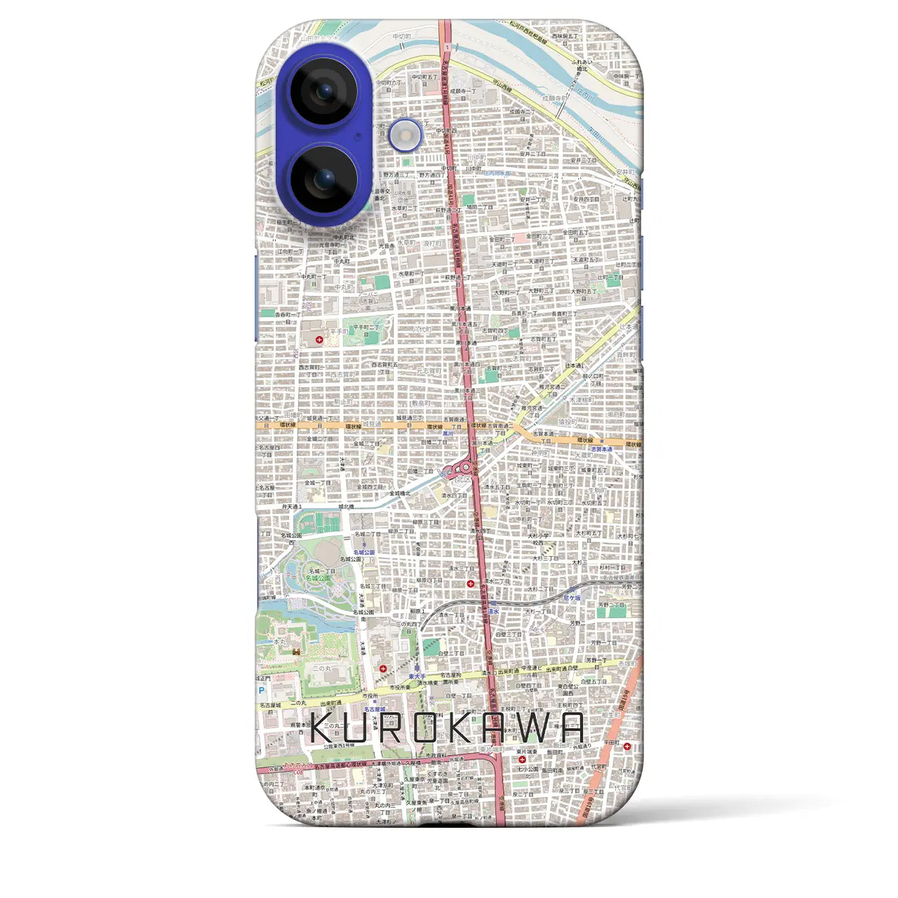 【黒川(愛知県)】地図柄iPhoneケース(バックカバータイプ)ブラック・iPhone 16 Pro Max 用