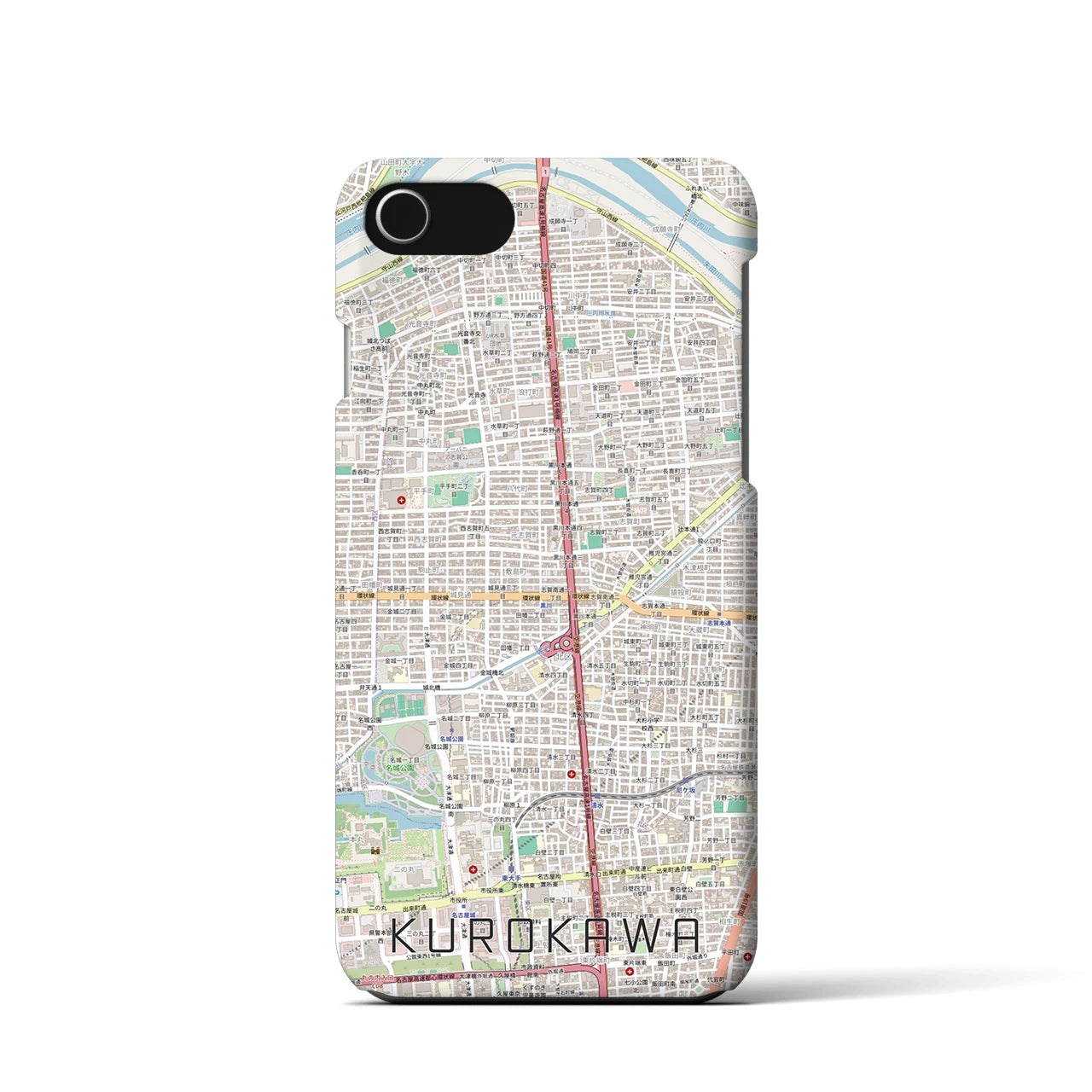 【黒川(愛知県)】地図柄iPhoneケース(バックカバータイプ)