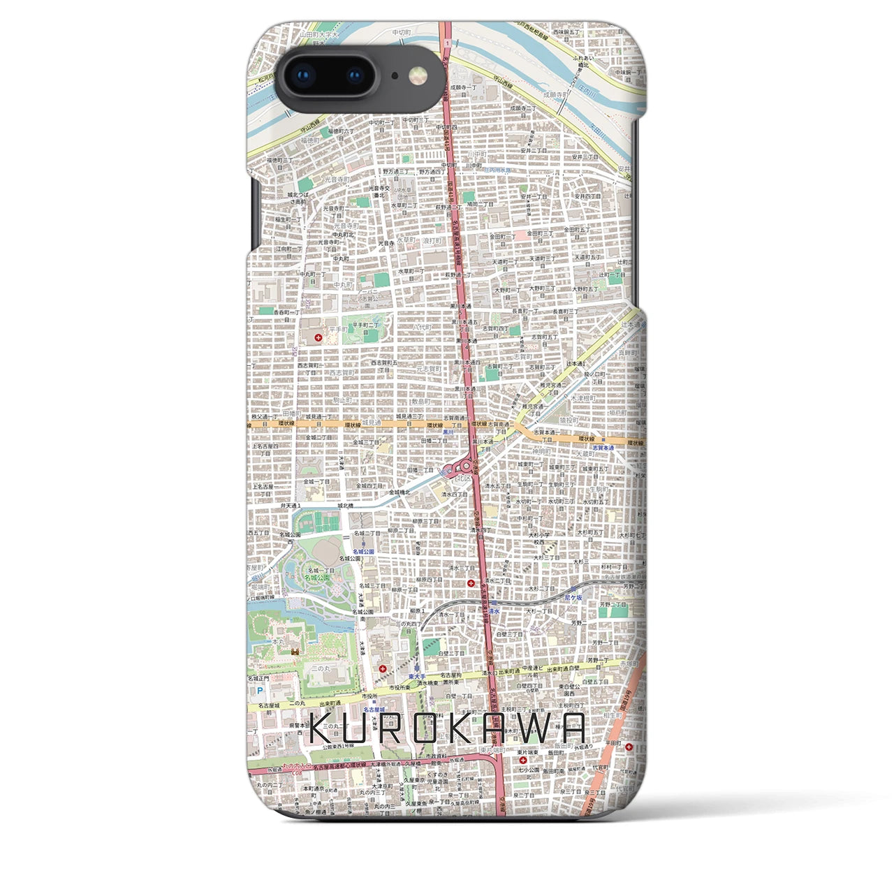 【黒川(愛知県)】地図柄iPhoneケース(バックカバータイプ)