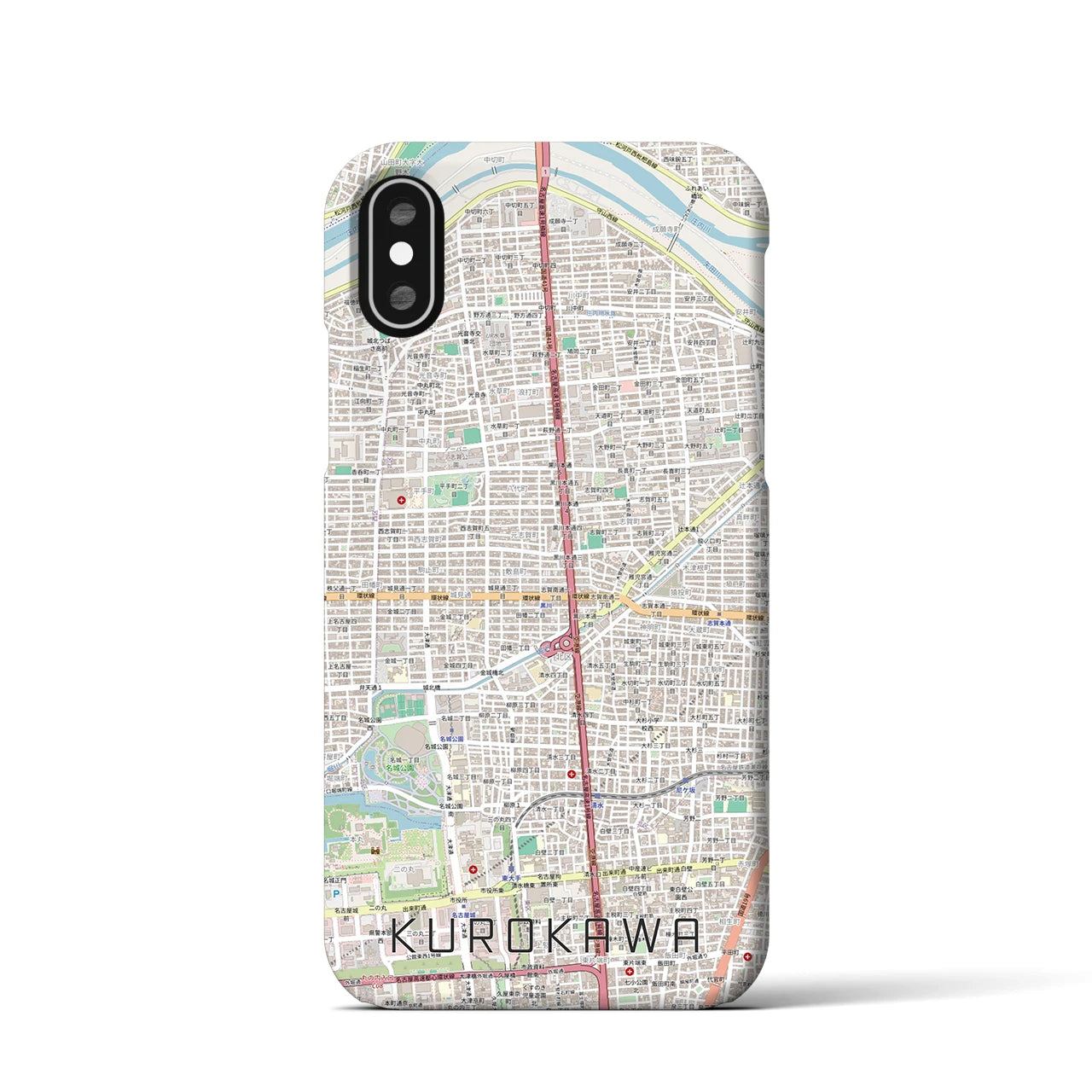 【黒川(愛知県)】地図柄iPhoneケース(バックカバータイプ)