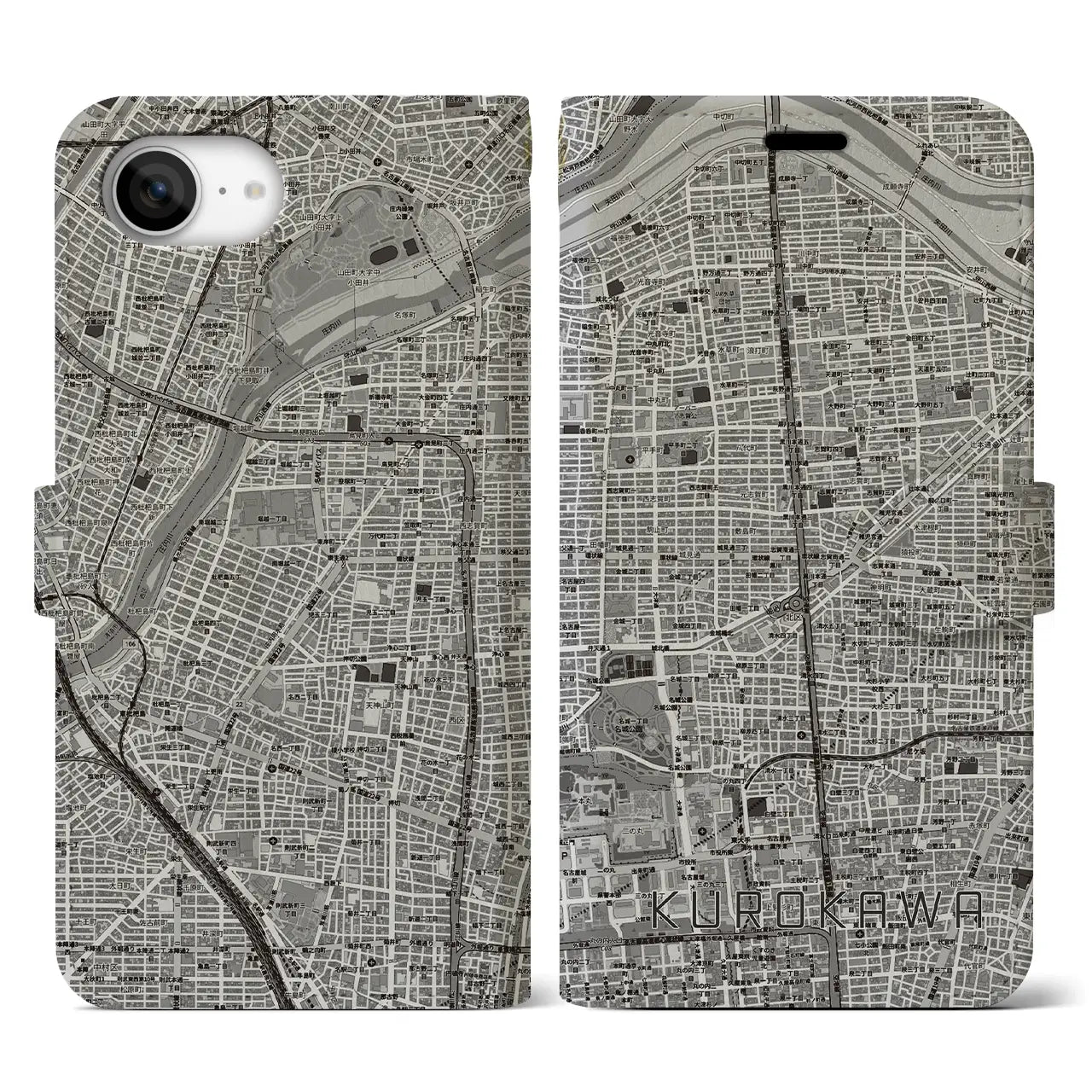 【黒川(愛知県)】地図柄iPhoneケース(手帳タイプ)