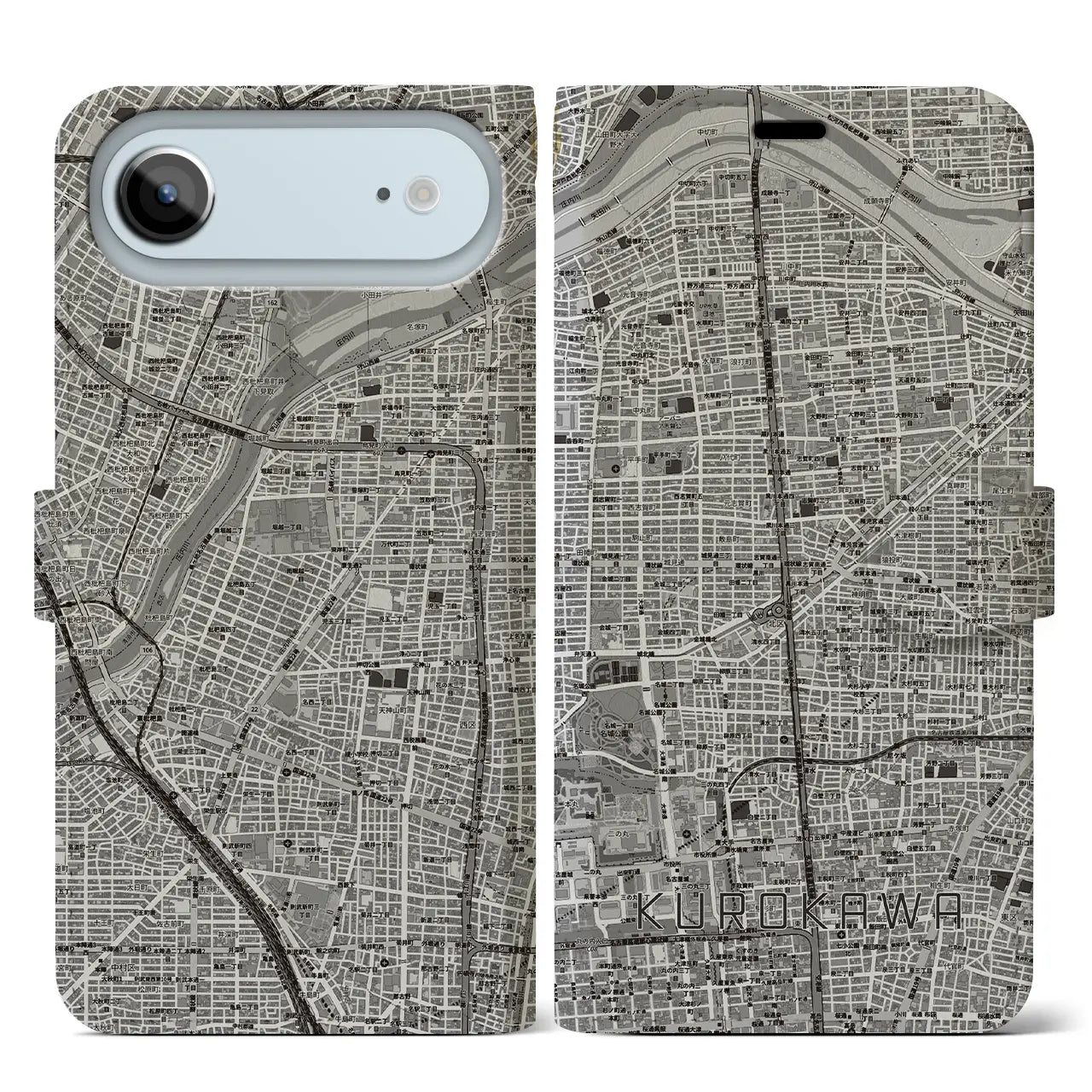 【黒川(愛知県)】地図柄iPhoneケース(手帳タイプ)