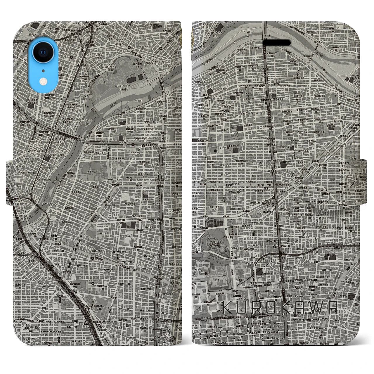 【黒川(愛知県)】地図柄iPhoneケース(手帳タイプ)