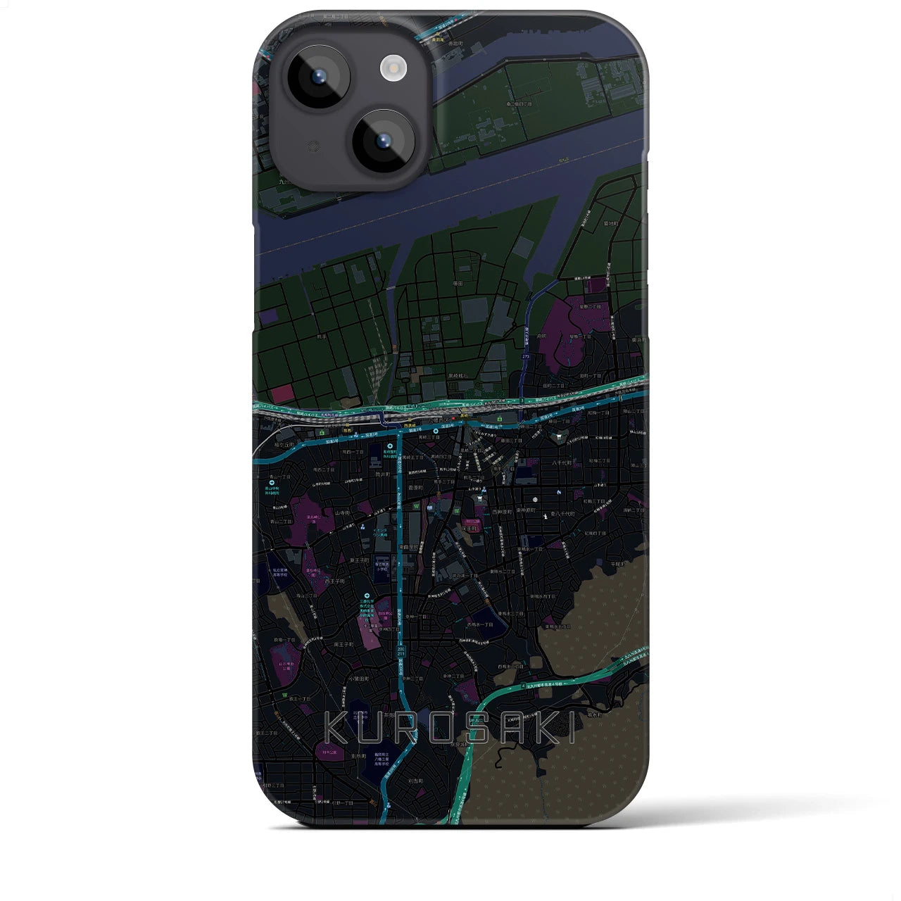 【黒崎(福岡県)】地図柄iPhoneケース(バックカバータイプ)