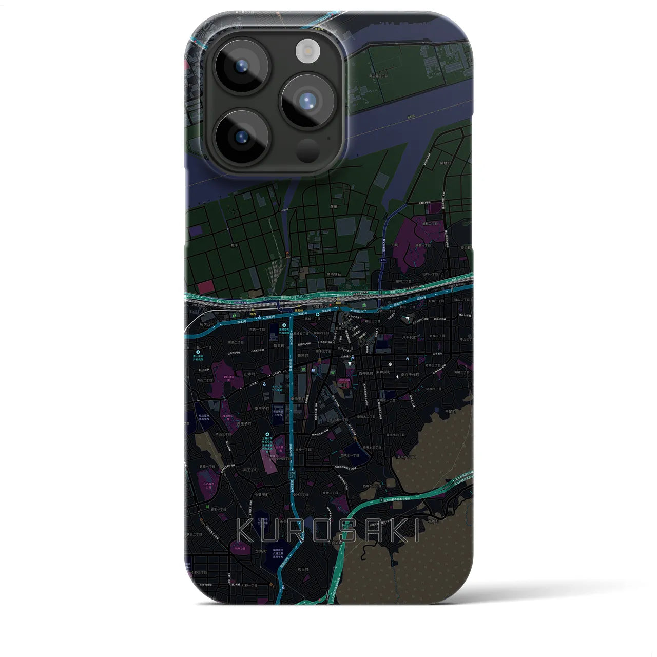 【黒崎(福岡県)】地図柄iPhoneケース(バックカバータイプ)