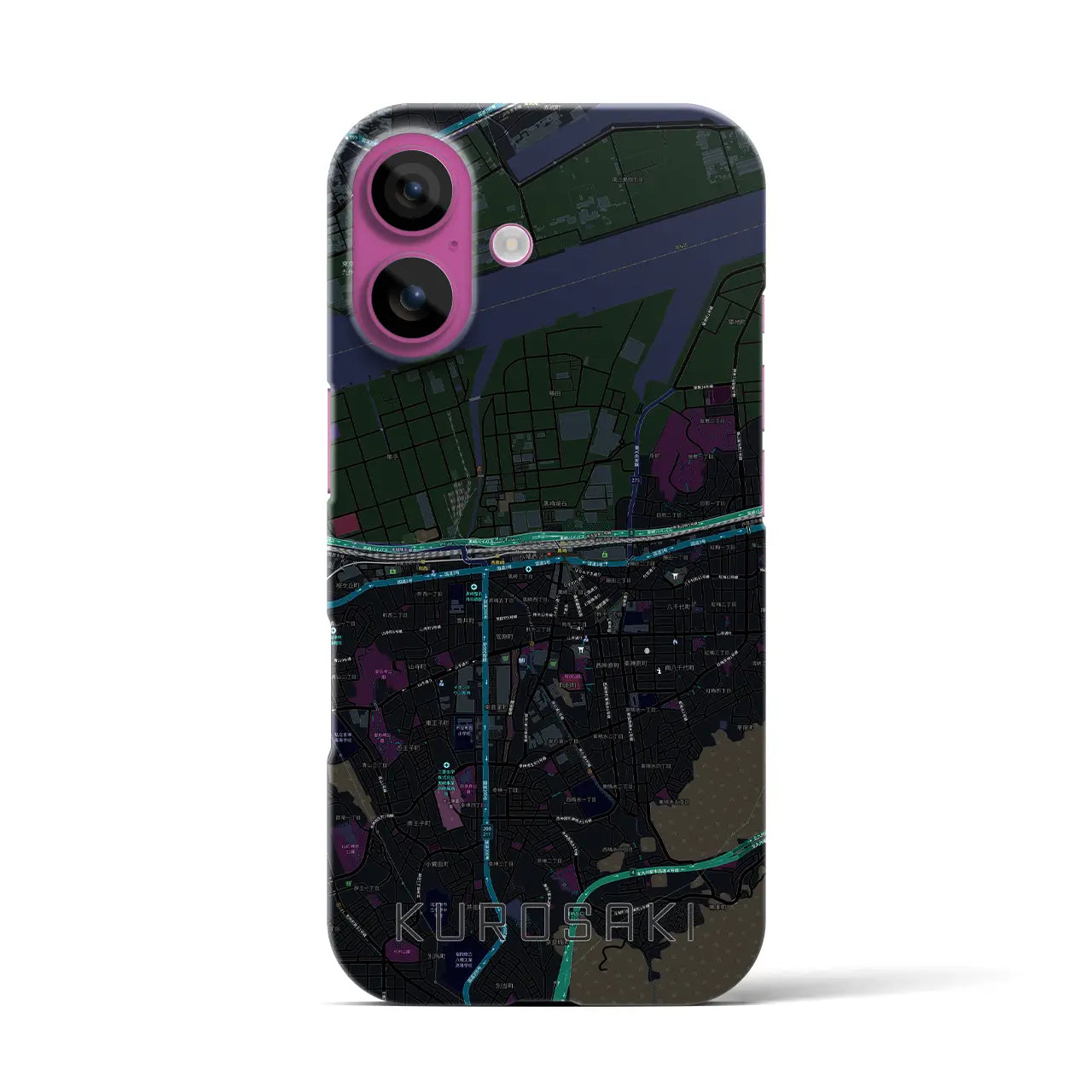 【黒崎(福岡県)】地図柄iPhoneケース(バックカバータイプ)