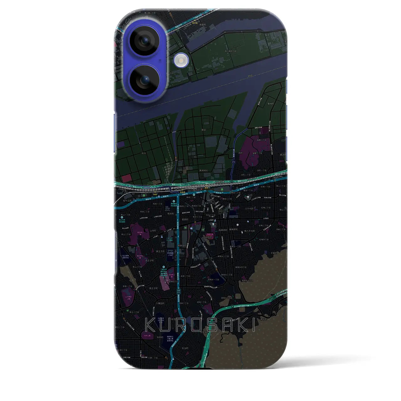 【黒崎(福岡県)】地図柄iPhoneケース(バックカバータイプ)