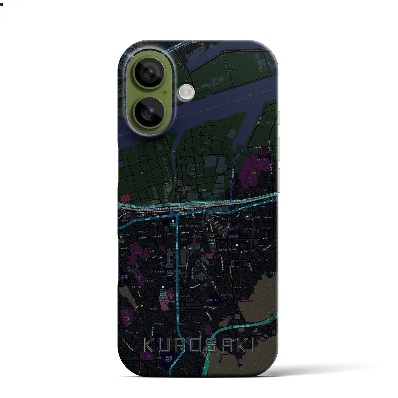 【黒崎(福岡県)】地図柄iPhoneケース(バックカバータイプ)