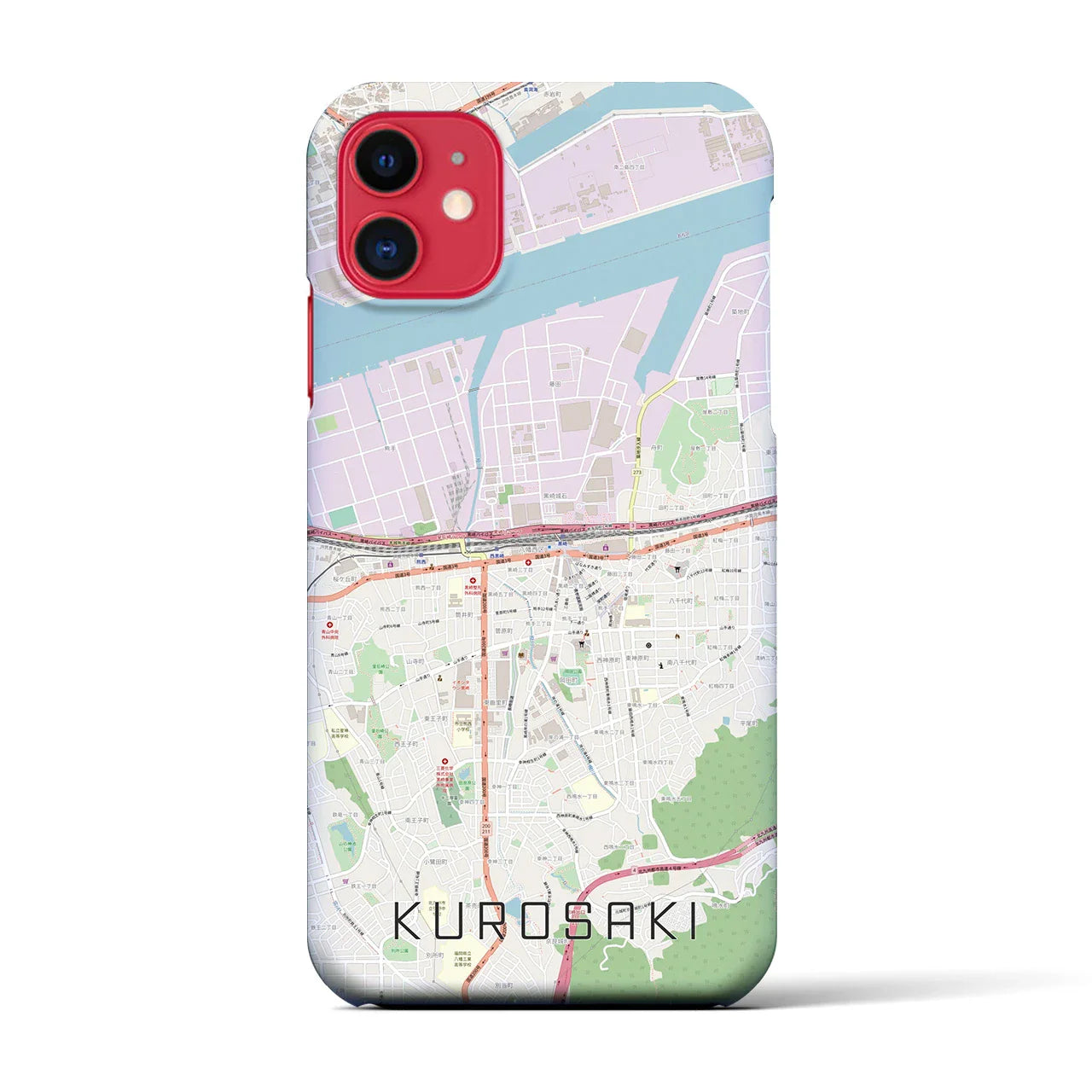 【黒崎(福岡県)】地図柄iPhoneケース(バックカバータイプ)