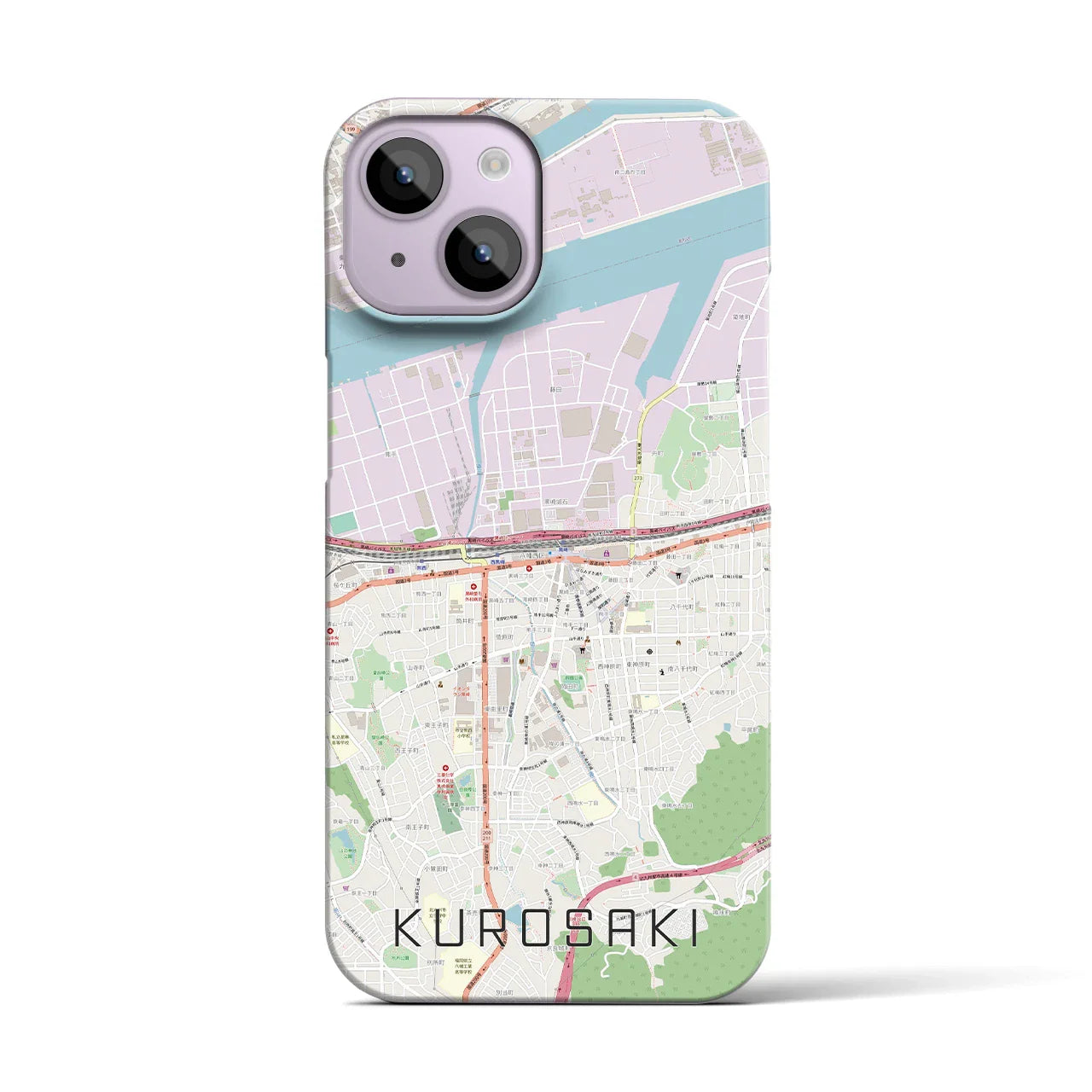 【黒崎(福岡県)】地図柄iPhoneケース(バックカバータイプ)