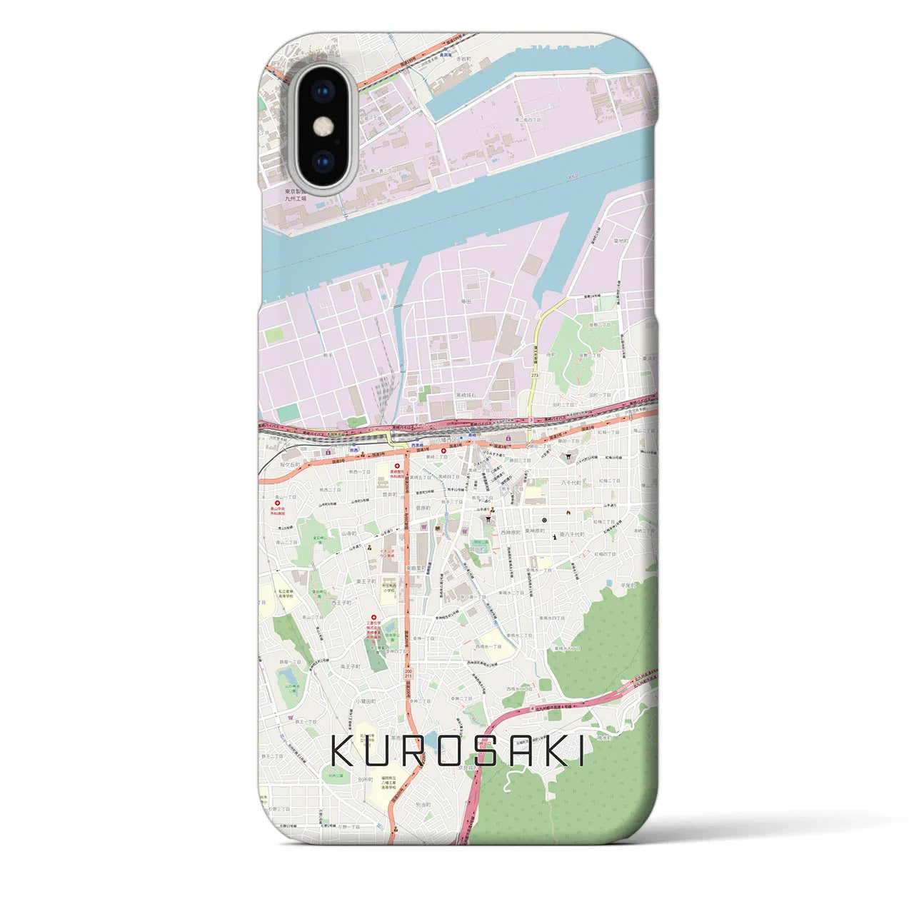 【黒崎(福岡県)】地図柄iPhoneケース(バックカバータイプ)