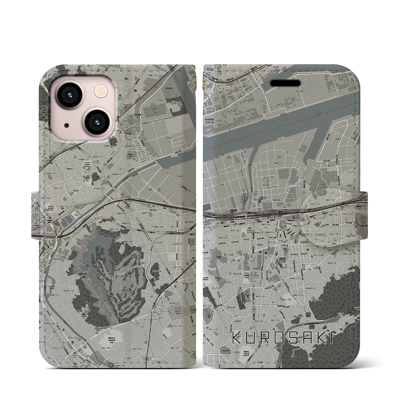 【黒崎(福岡県)】地図柄iPhoneケース(手帳タイプ)