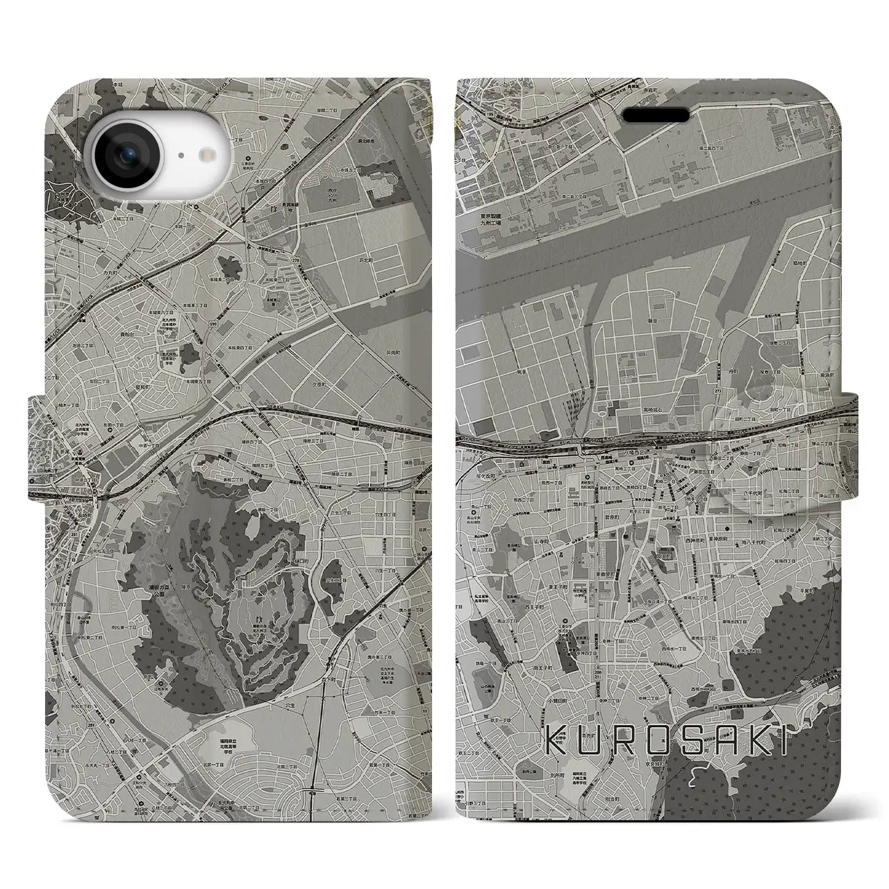 【黒崎(福岡県)】地図柄iPhoneケース(手帳タイプ)