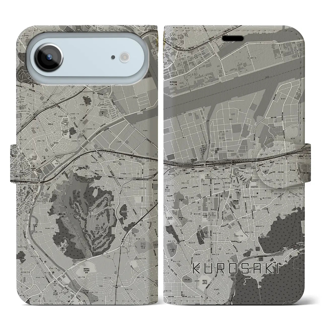 【黒崎(福岡県)】地図柄iPhoneケース(手帳タイプ)