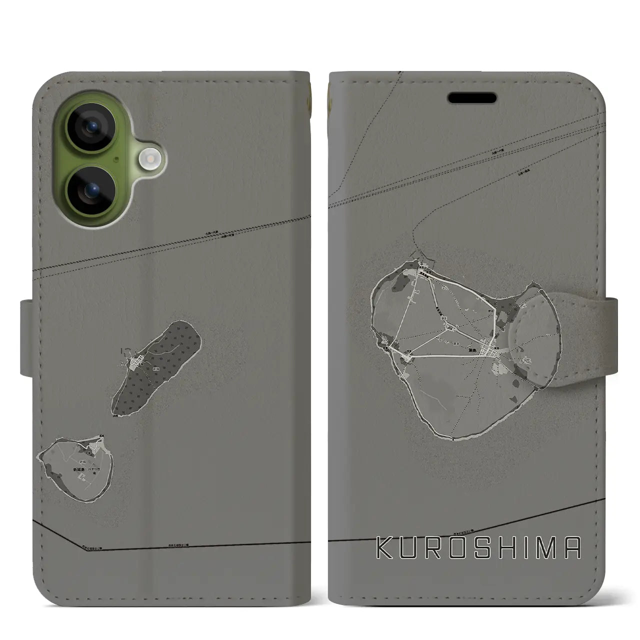 【黒島(沖縄県)】地図柄iPhoneケース(手帳タイプ)