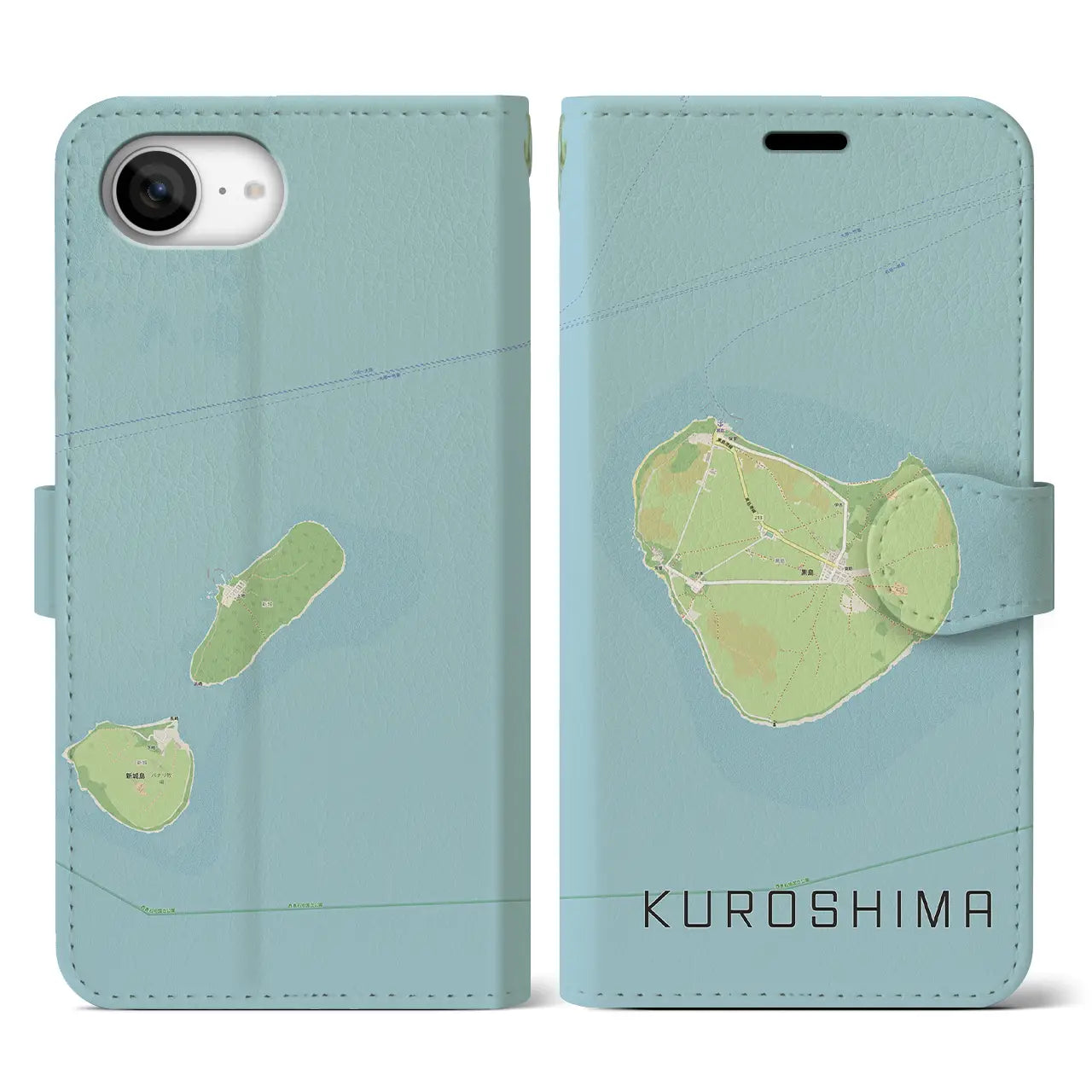 【黒島(沖縄県)】地図柄iPhoneケース(手帳タイプ)