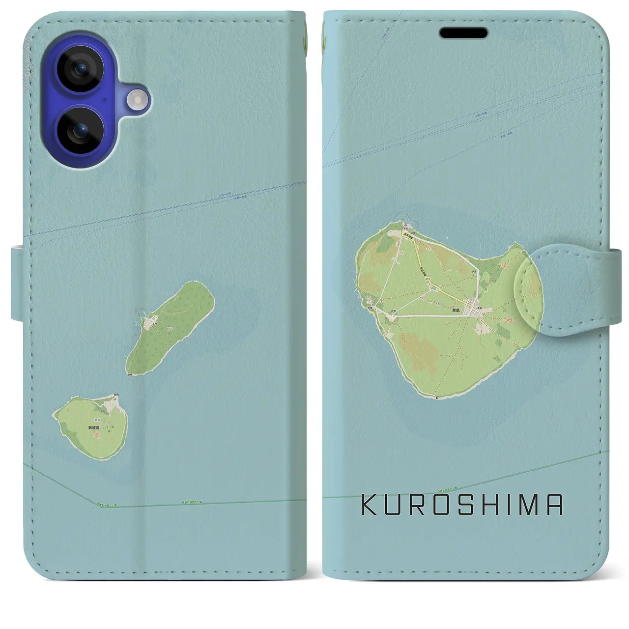 【黒島(沖縄県)】地図柄iPhoneケース(手帳タイプ)ナチュラル・iPhone 16 Pro Max 用