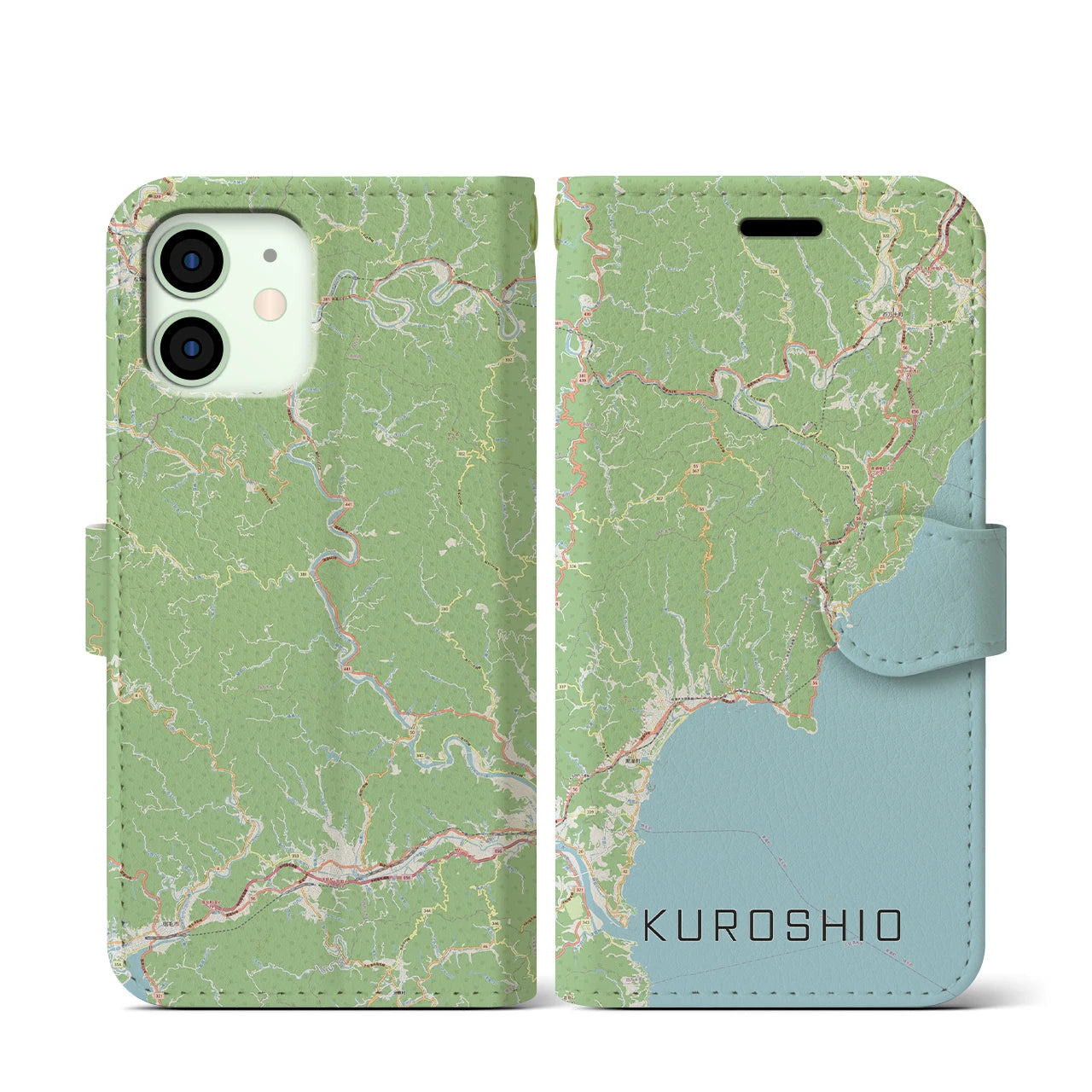 【黒潮(高知県)】地図柄iPhoneケース(手帳タイプ)