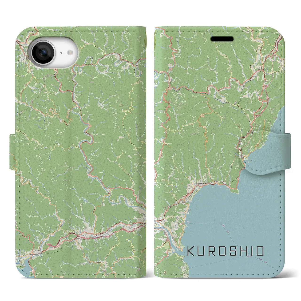 【黒潮(高知県)】地図柄iPhoneケース(手帳タイプ)
