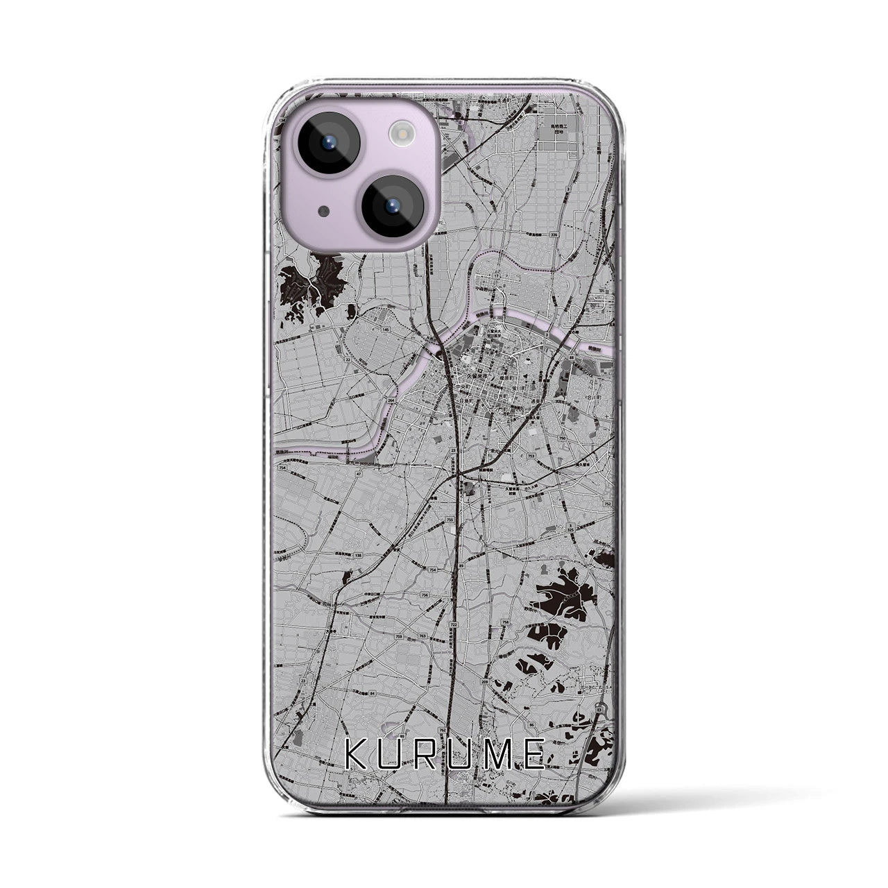 【久留米(福岡県)】地図柄iPhoneケース(クリアタイプ)