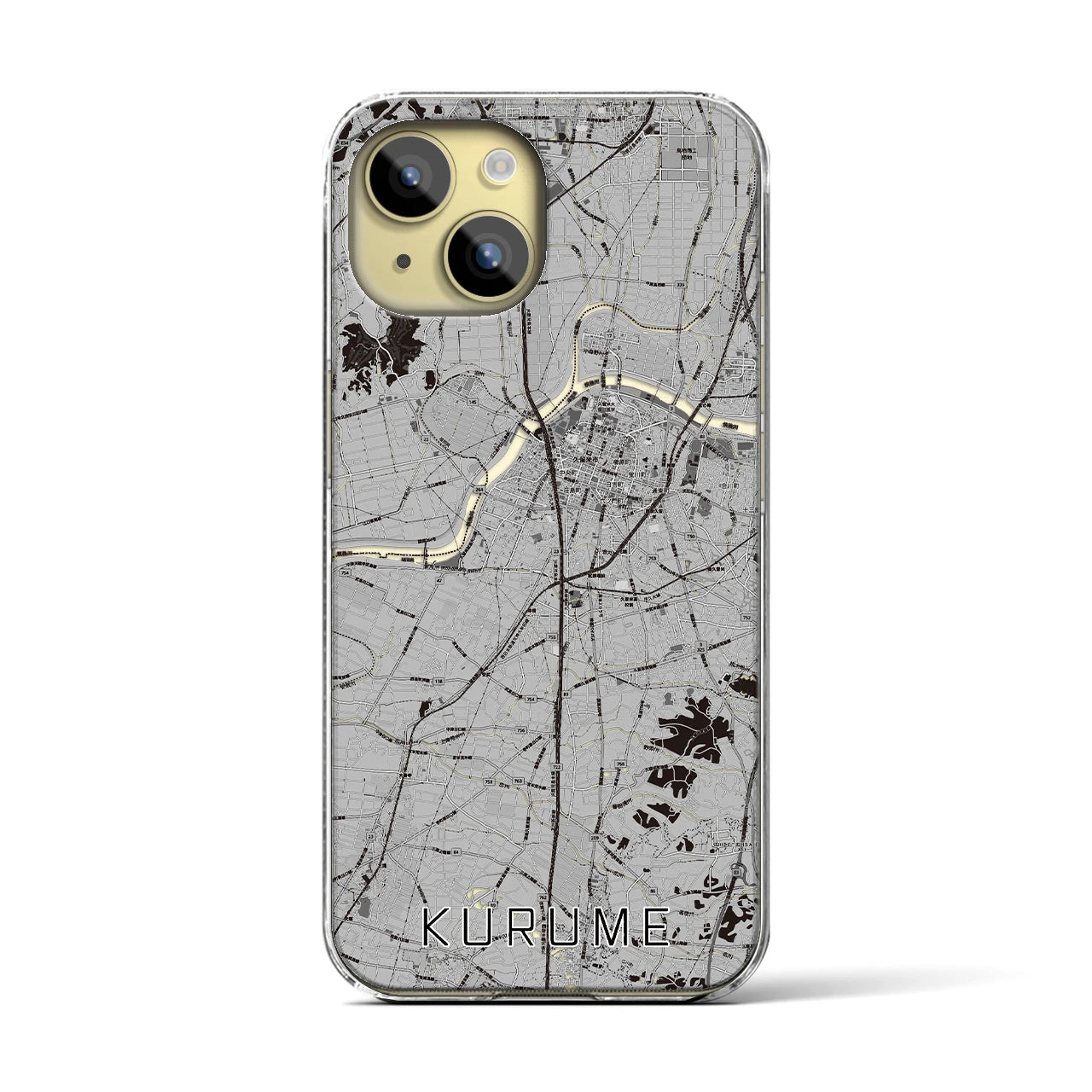 【久留米(福岡県)】地図柄iPhoneケース(クリアタイプ)