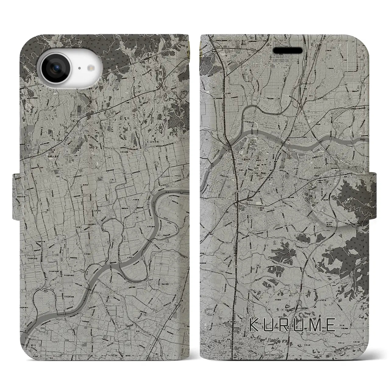 【久留米(福岡県)】地図柄iPhoneケース(手帳タイプ)