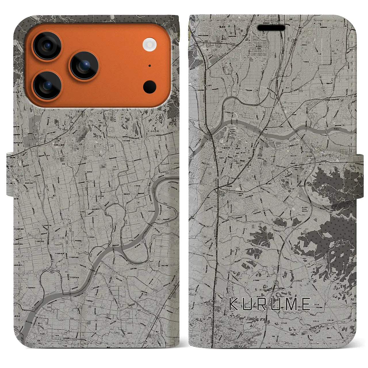 【久留米(福岡県)】地図柄iPhoneケース(手帳タイプ)