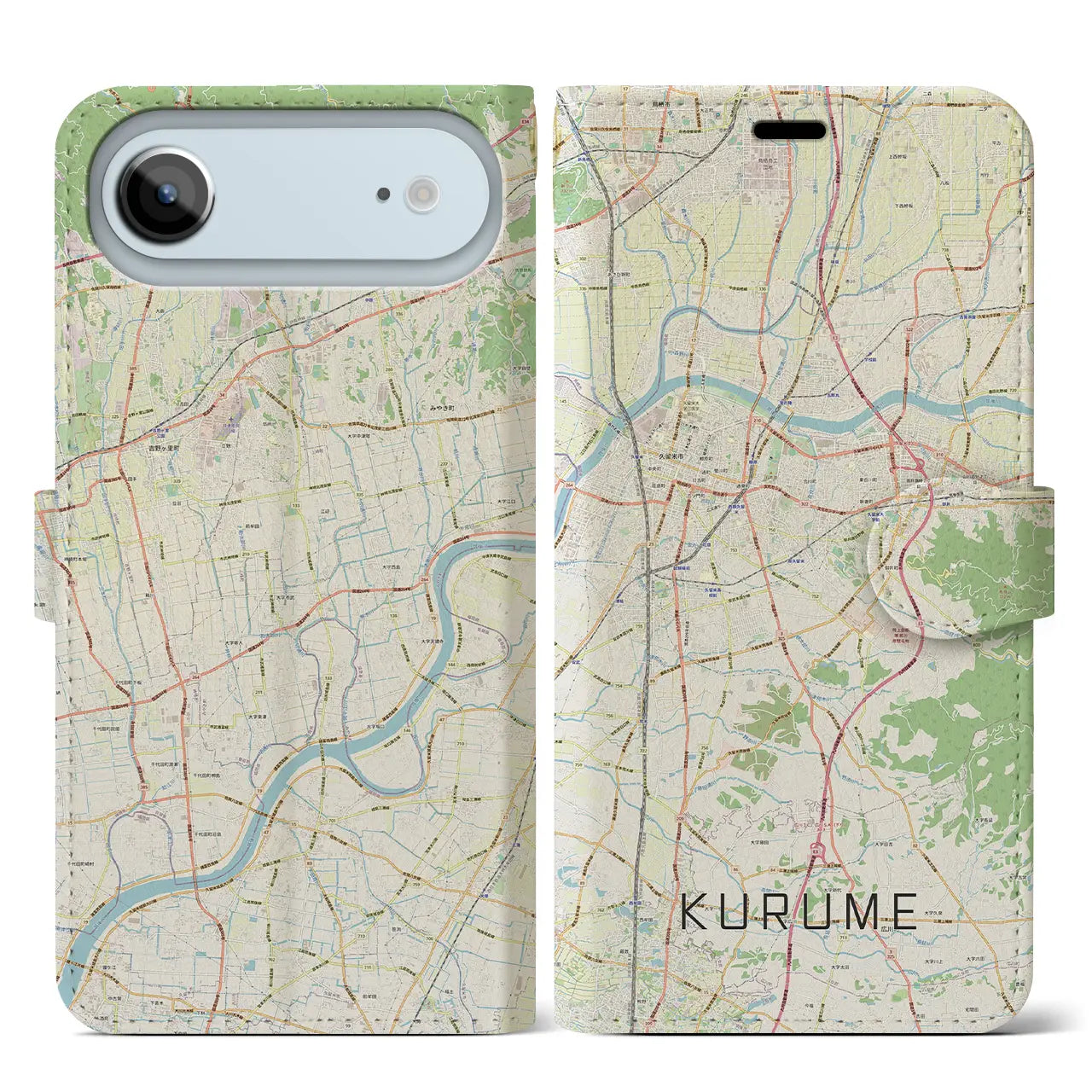 【久留米(福岡県)】地図柄iPhoneケース(手帳タイプ)