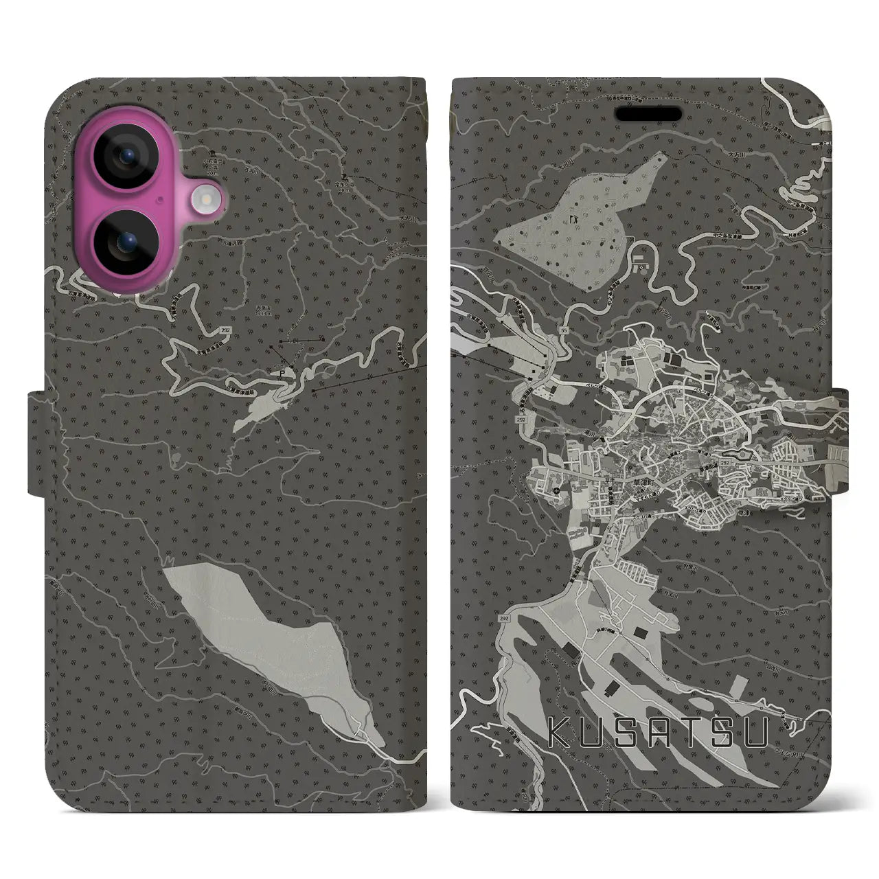 【草津(群馬県)】地図柄iPhoneケース(手帳タイプ)