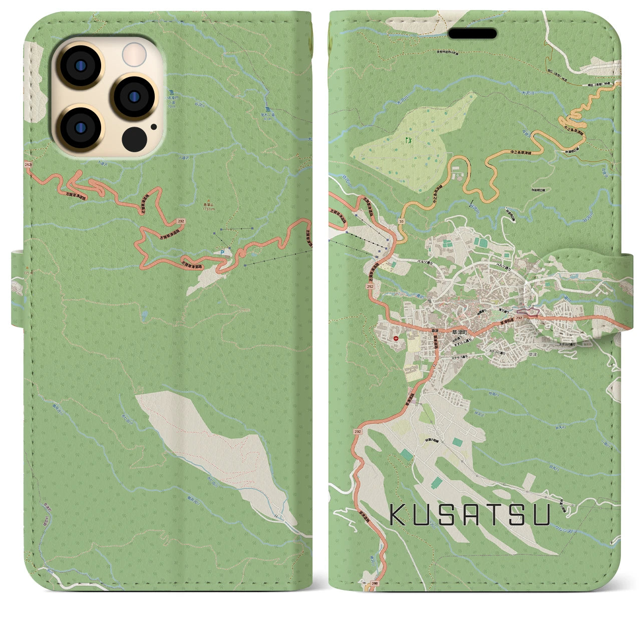 【草津(群馬県)】地図柄iPhoneケース(手帳タイプ)